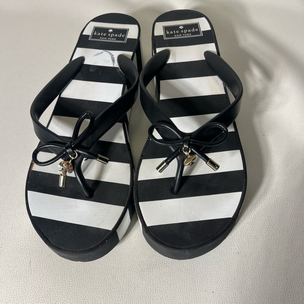 Kate Spade Black and White Striped Sandals